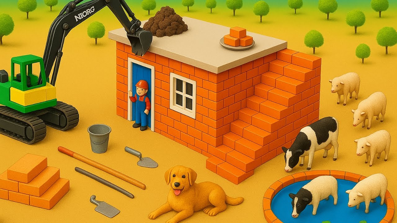 DIY Tiny House & Pool Construction  Realistic Science Project with Toy Workers & Machines