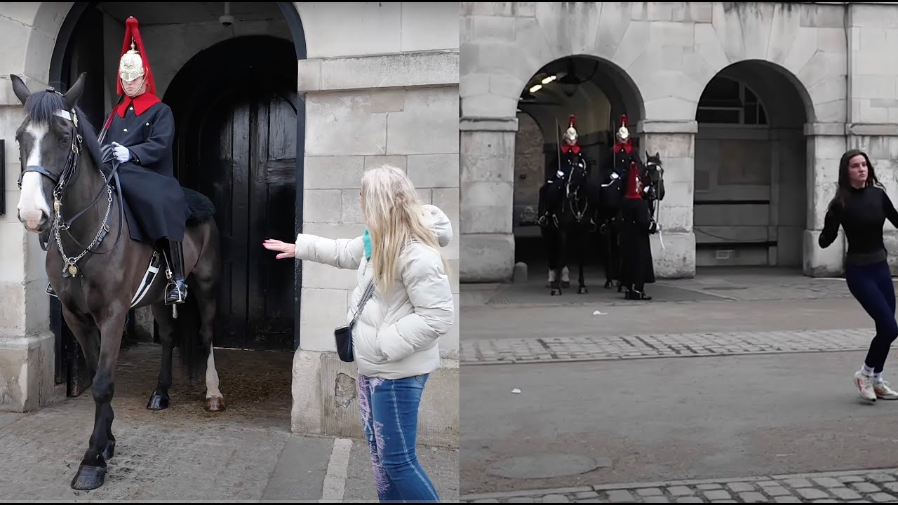 NO, You Can't Touch the Horse‼️ Armed Police STOPS Runner from Running Across the Yard.