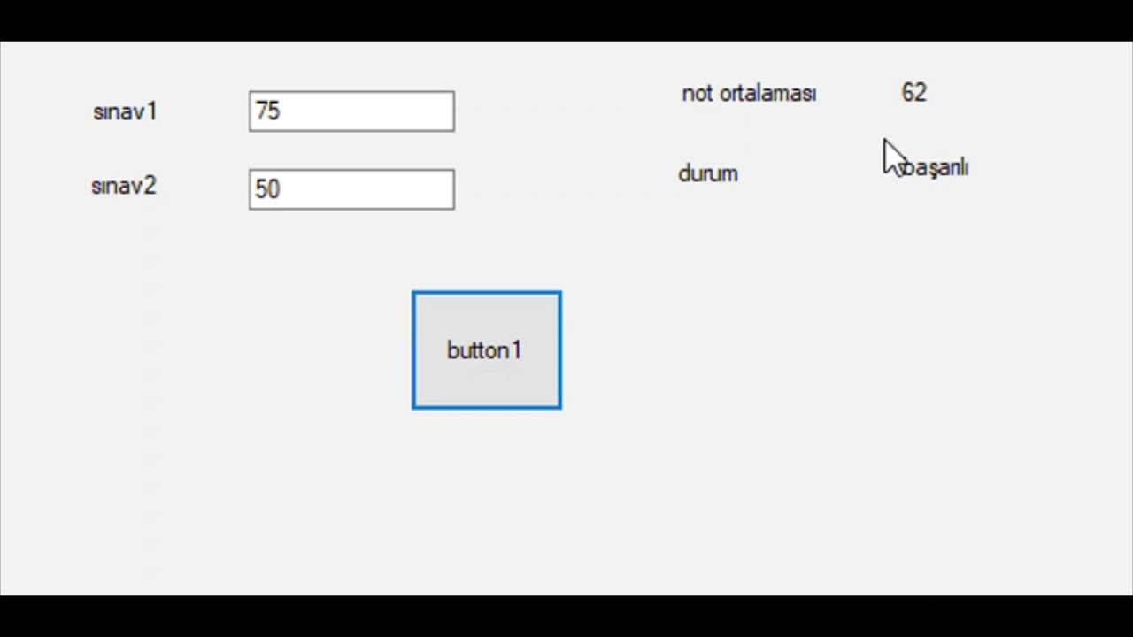 11. Örnek= C# İf Else Yapısı Kullanılarak Sınav Not Ortalamasını Hesaplayan Uygulama