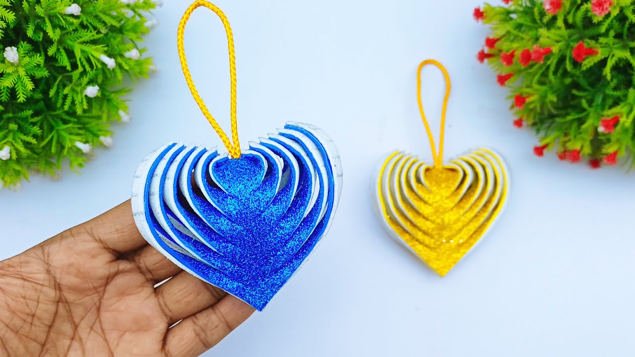 Glitter Foam Hearts Ornaments For Upcoming Christmas Day ❤ DIY Christmas Decorations Ideas