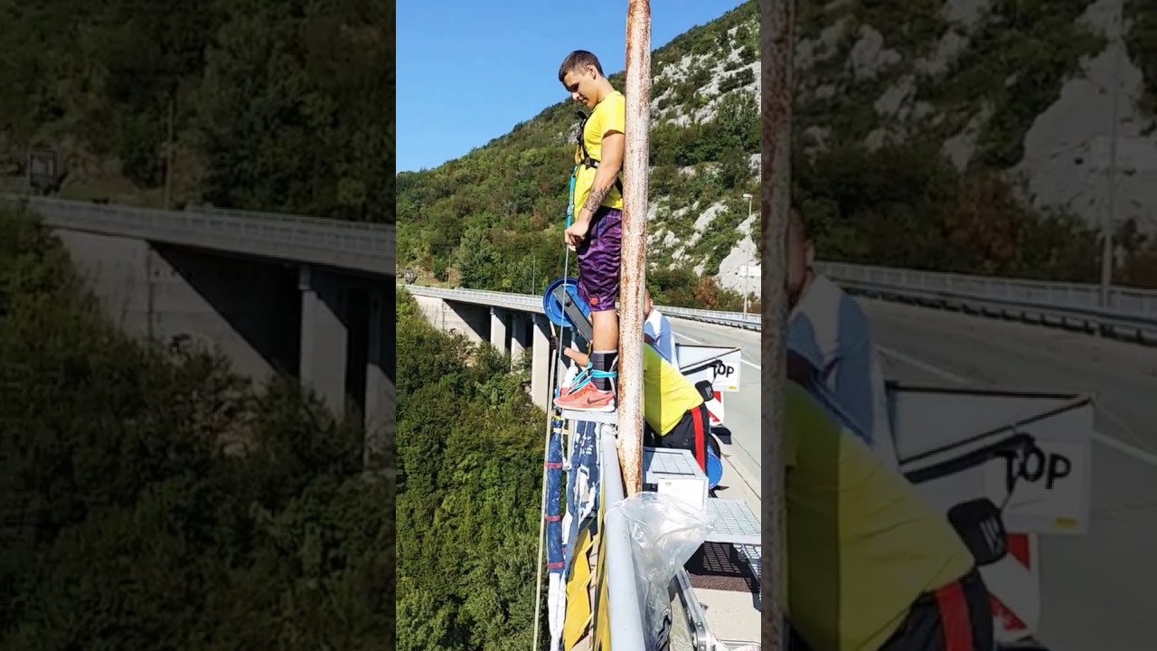 Bungee jumping on Solkan bridge
