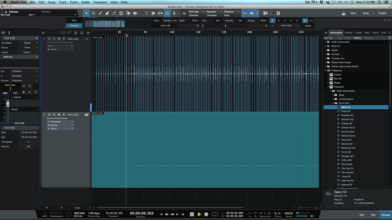 Groove Clipboard - Audio To Midi In Studio One