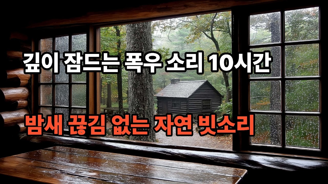 중간 광고 없음 | 깊이 잠드는 폭우 소리 10시간,불면증 해결 | 밤새 깨지 않는 빗소리
