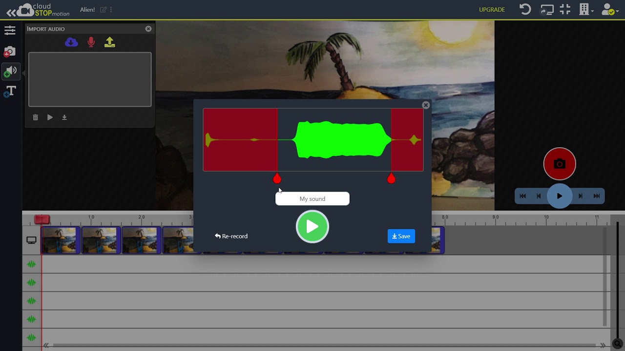 Recording sound in Cloud Stop Motion