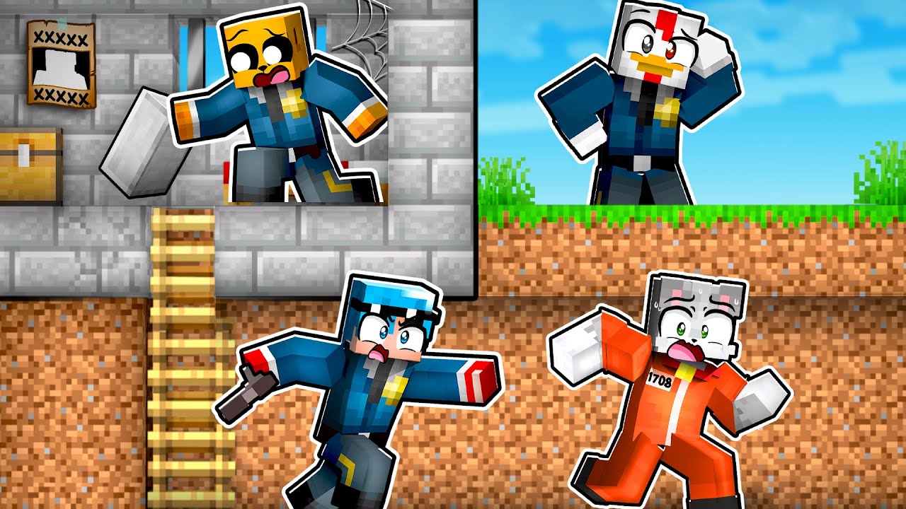 Minecraft: ACENIX vs 3 POLICÍAS 👮‍♂️🔫 Escapa de la prisión con los compas