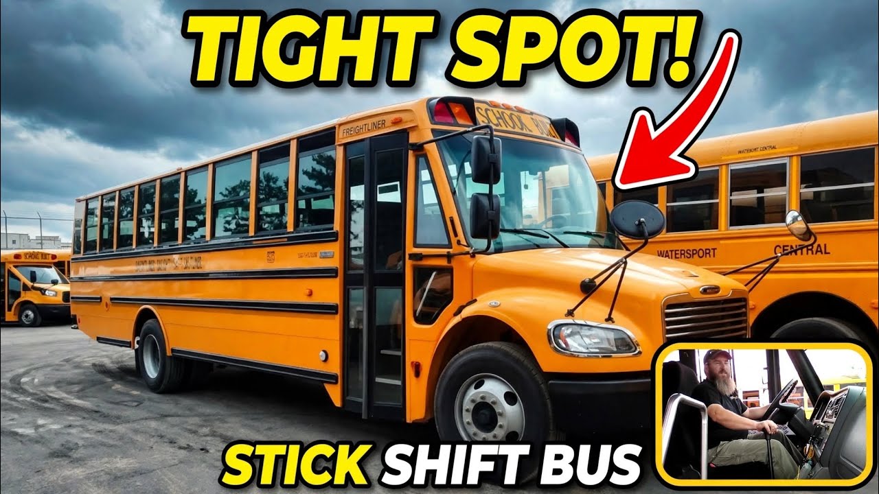 Turning standard shift Thomas School Bus around on dealership lot (not on road)