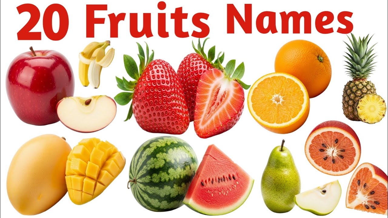20 Fruits Name | फलों के नाम | Kids Learning Video