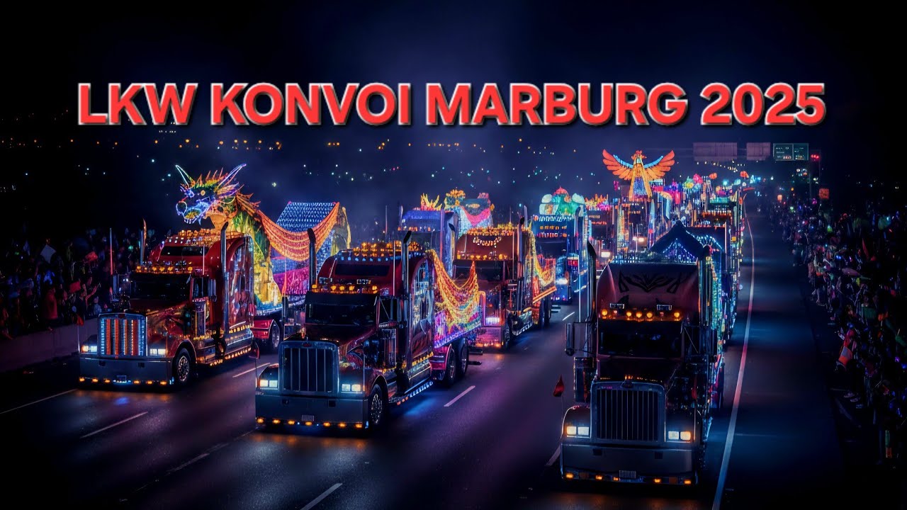 LKW Konvoi Marburg 2025: Das GL&Uuml;HENDE Lichter-Spektakel bei Nacht! (Weihnachtskonvoi)