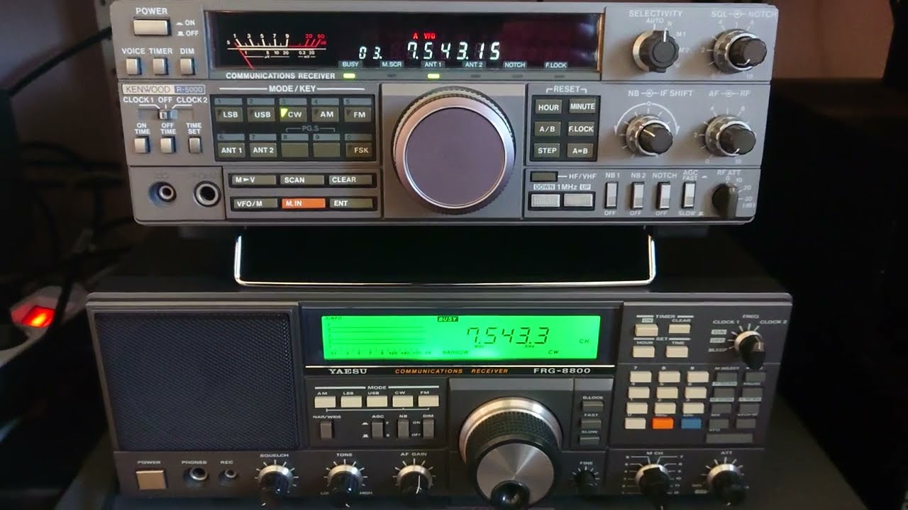 Yaesu FRG-8800 vs Kenwood R-5000 comparison on 7,542 kHz CW station