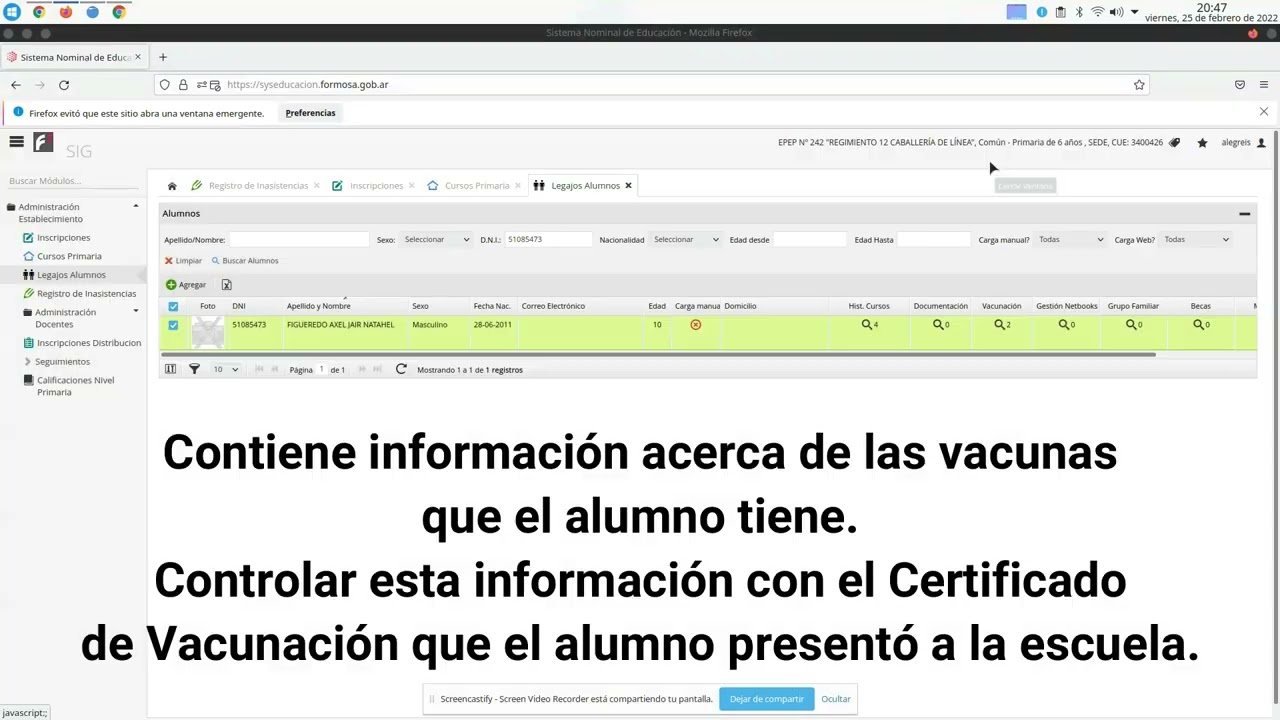 Legajo de Alumnos SIGEF
