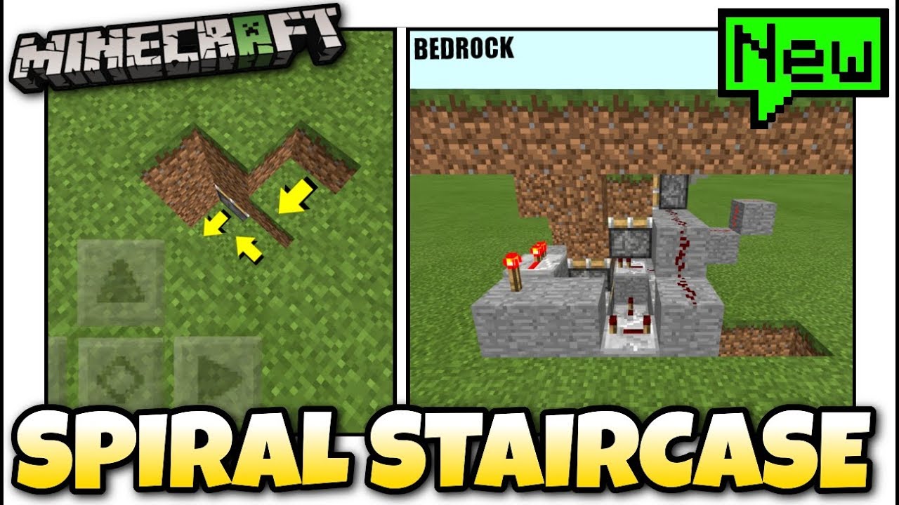 Minecraft -  HIDDEN SPIRAL STAIRCASE [ Tutorial ] MCPE / Xbox / Bedrock / Switch