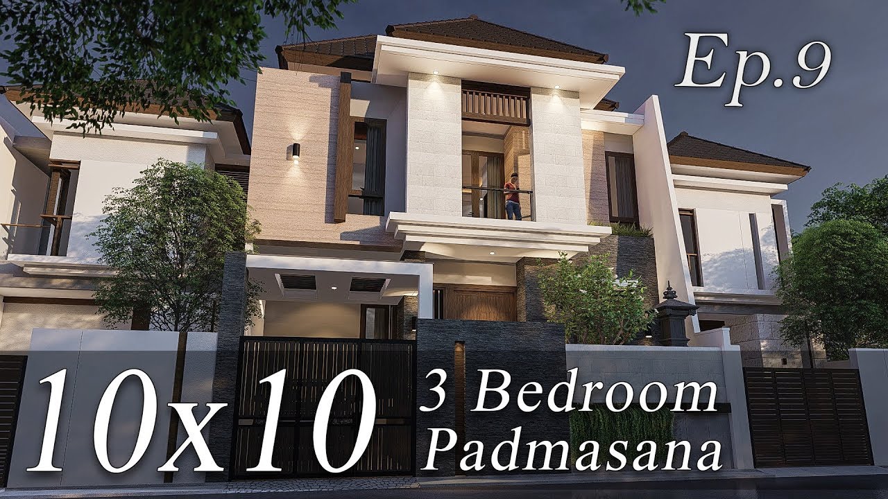 Desain Rumah Modern Tropis Dengan Padmasana di Lantai 2