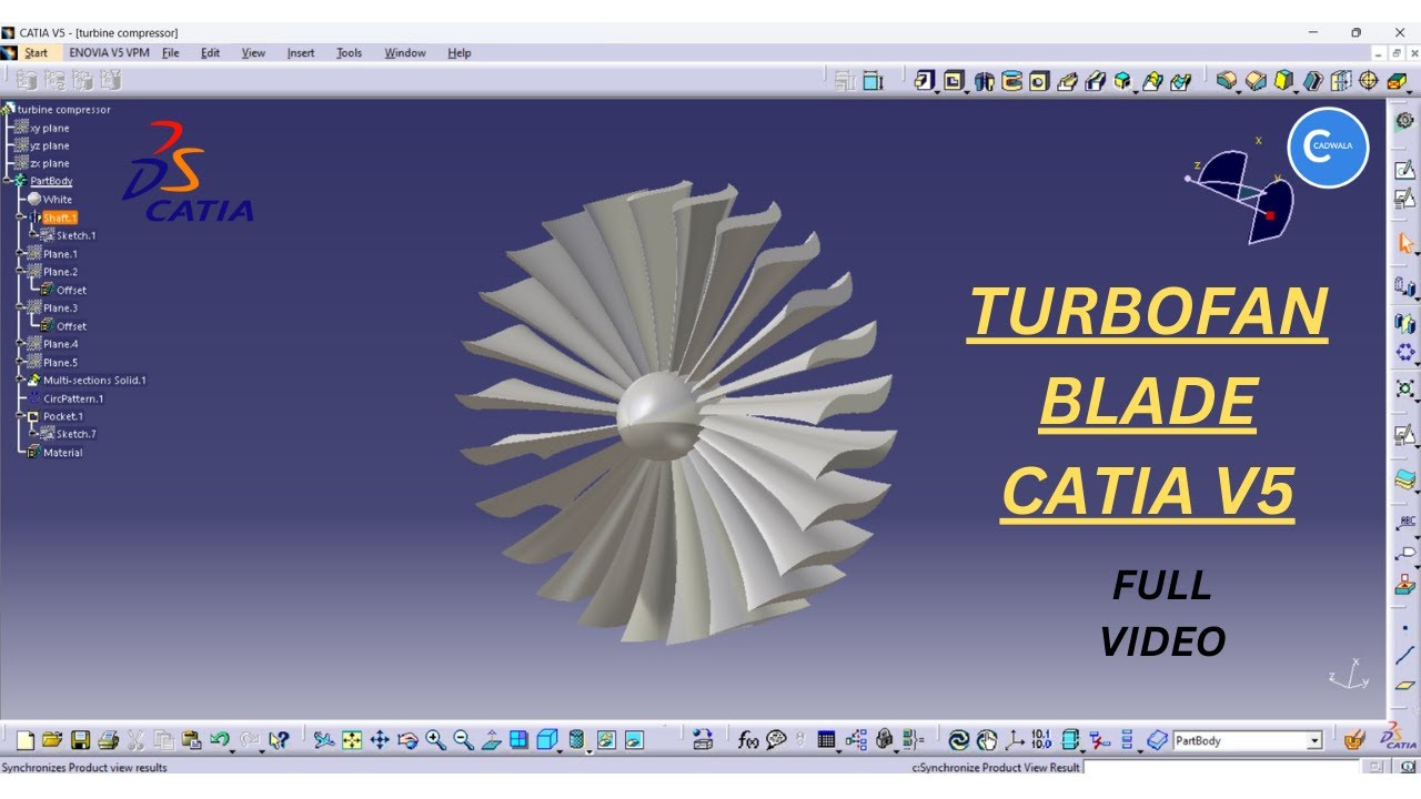 Jet Engine Turbofan Blade Model Design | Catia V5 | Full Video | CADWALA