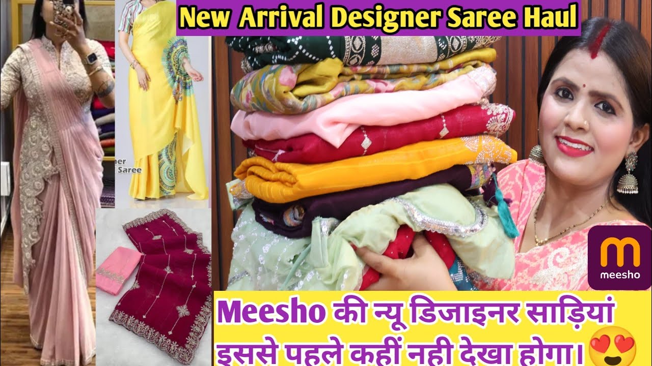MEESHO 10 Huge  Designer & Handwork Saree Haul /New Arrival sarees/Partywear/Wedding/Meesho haul