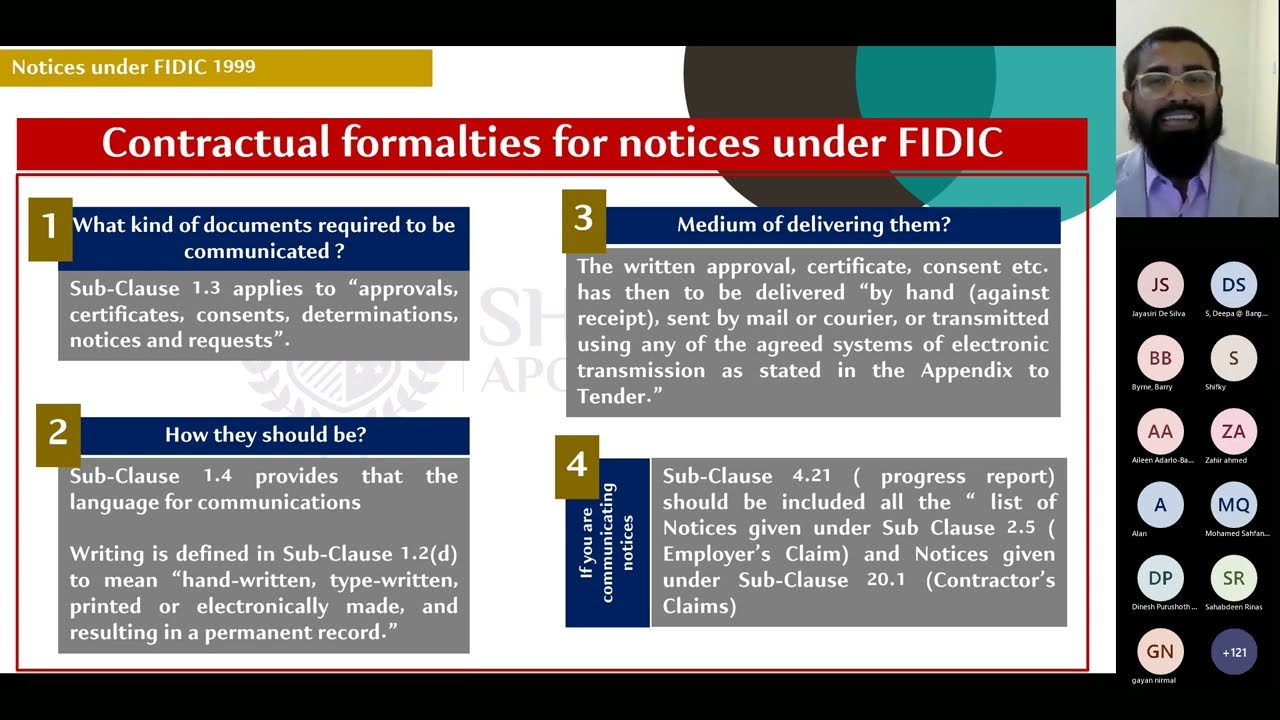 Notices Under FIDIC 1999 | @SchoolofSheriff-0110  | @ricsmediacentre  |