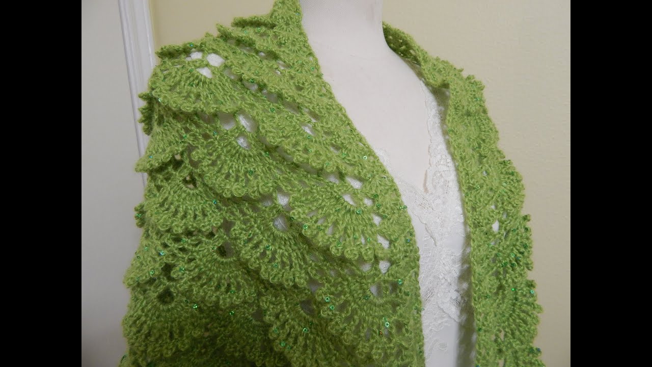 Chal Crochet en abanicos Triangular  1 de 2