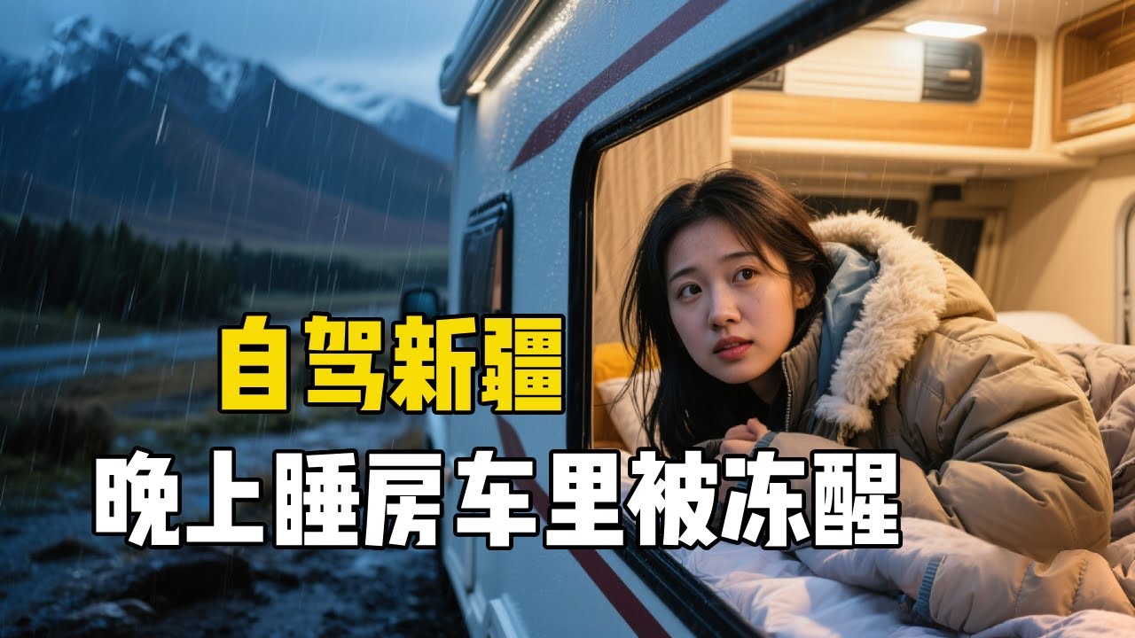东北女孩自驾新疆遇暴雨，晚上睡房车里被冻醒，赶紧出发去琼库什台【孙二娘带你游中国】