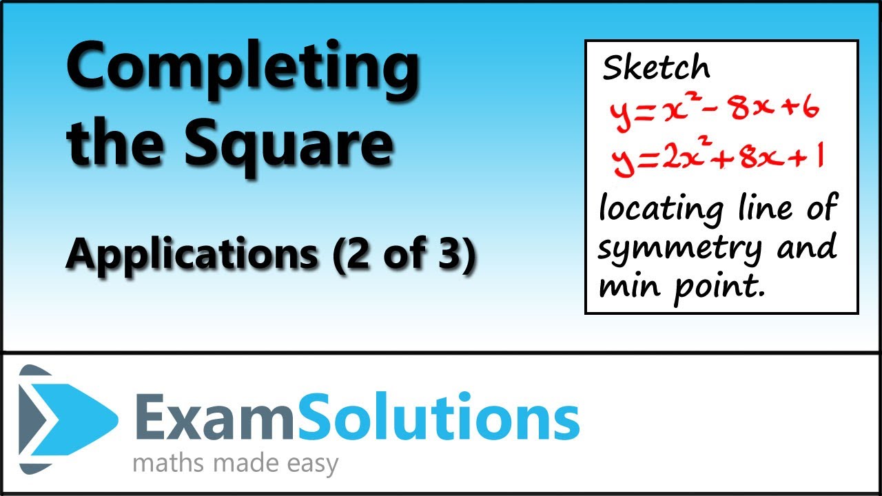 Completing the Square - Applications (2 of 3) | Sketching Quadratic Graphs (Part 1)