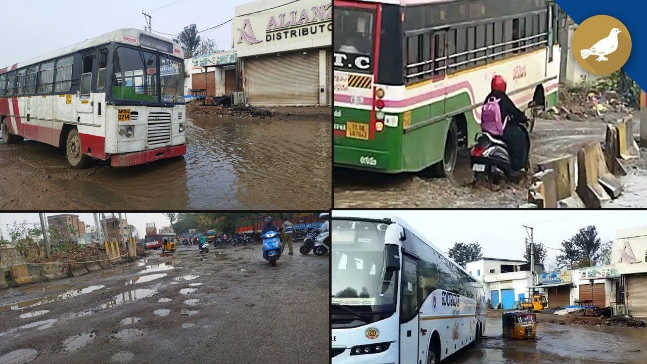 Hyderabad: Bad roads, waterlogging make traffic crawl on Aramgarh road