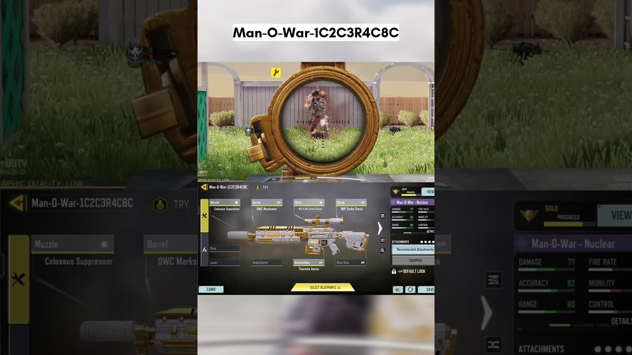 1-Tap Man-O-War Sniper Gunsmith | Man-O-War Gunsmith Codm #codmshorts #shorts #manowar