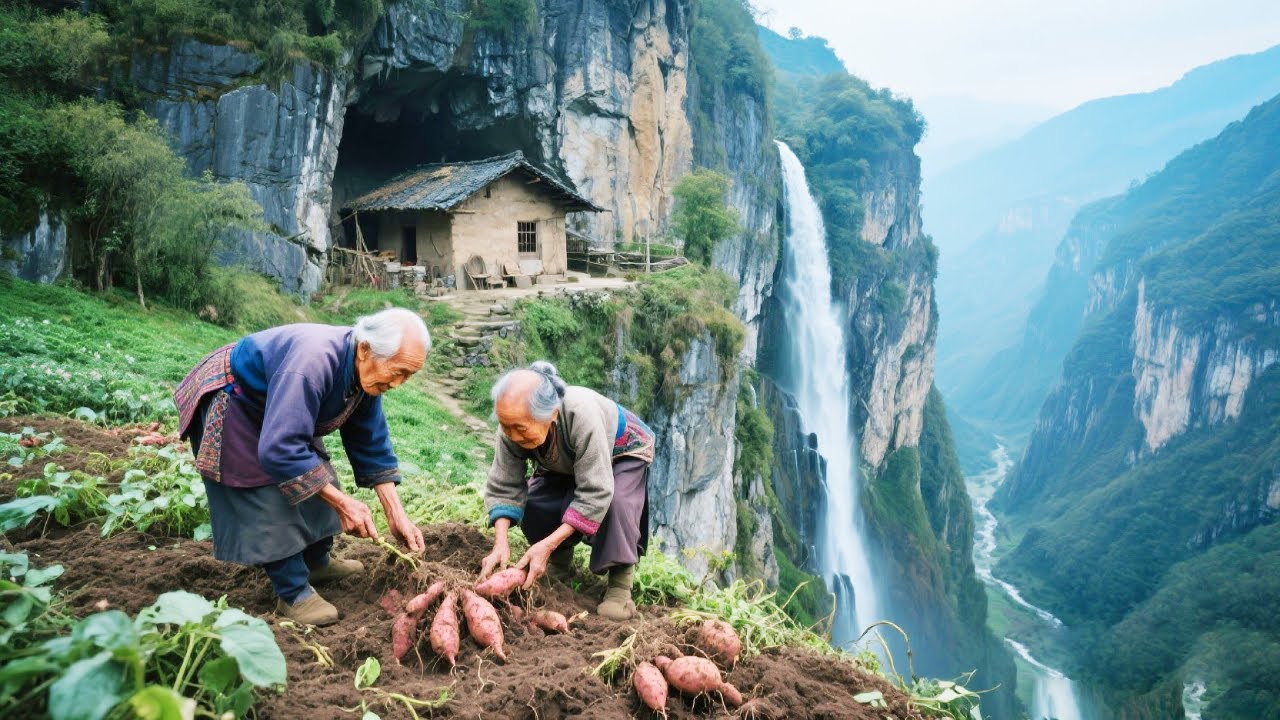 湖北群山之巅发现一独户人家，四周都被大山断崖分开与世隔绝，72岁老人在这里种地养瓜安度晚年【乡村阿泰】