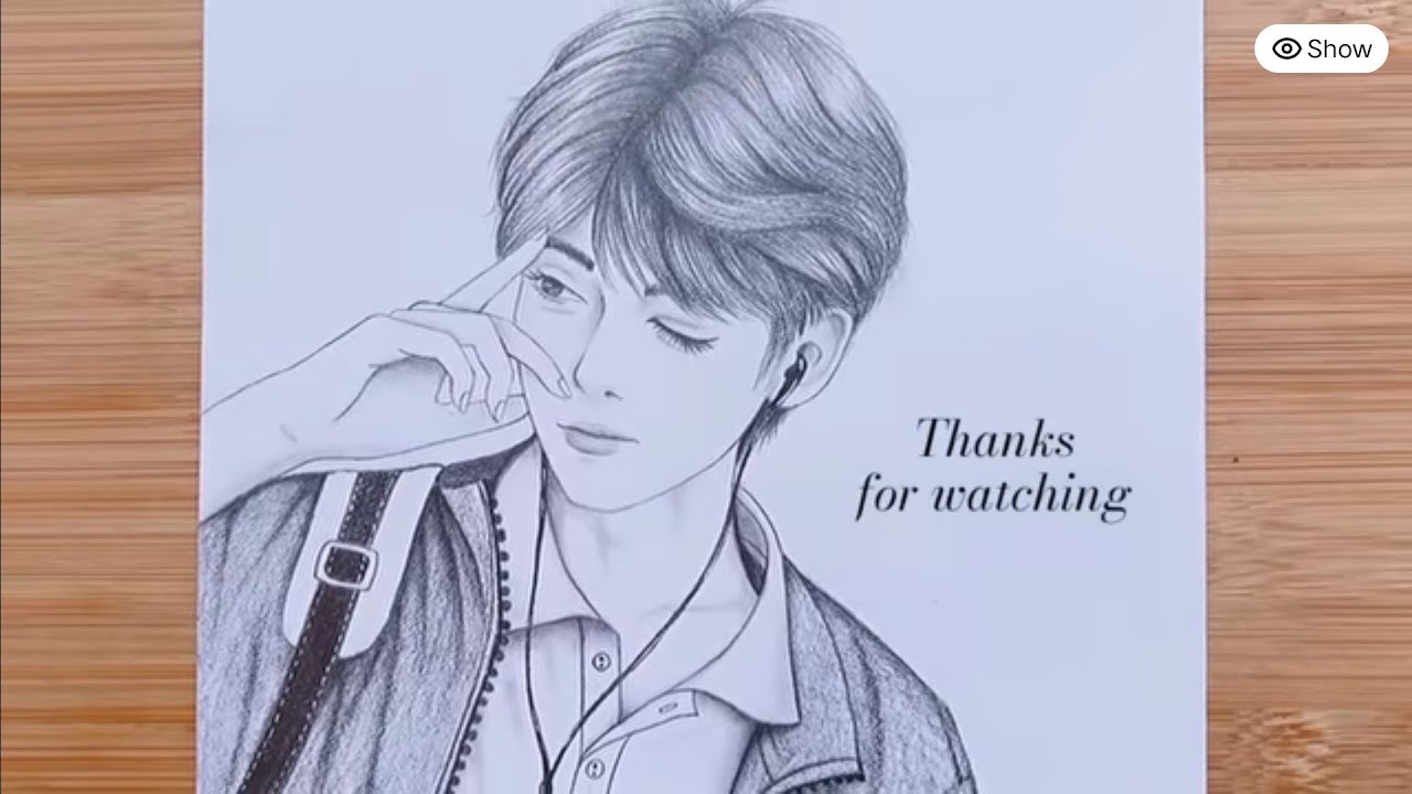 A Handsome Boy Face Sketch Drawing 