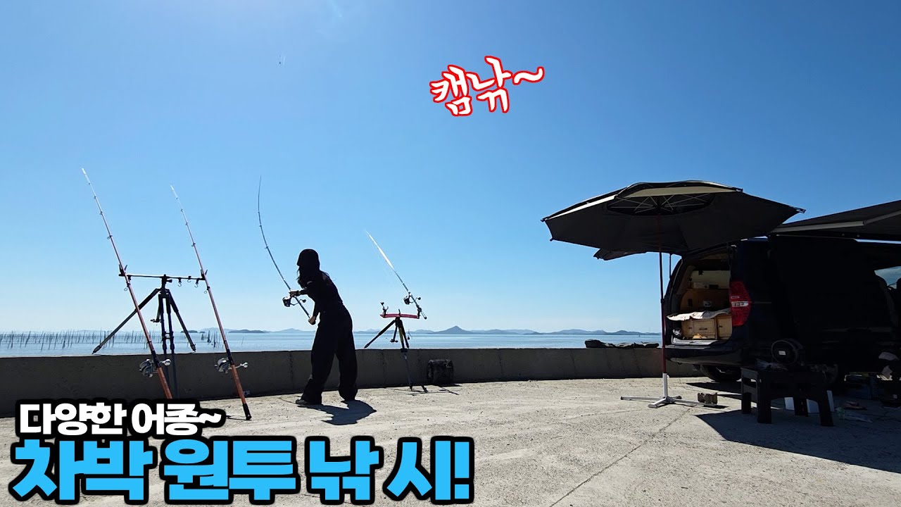 다양한 어종!  낚시 차박 포인트 추천! 원투낚시! 차박~ 캠낚