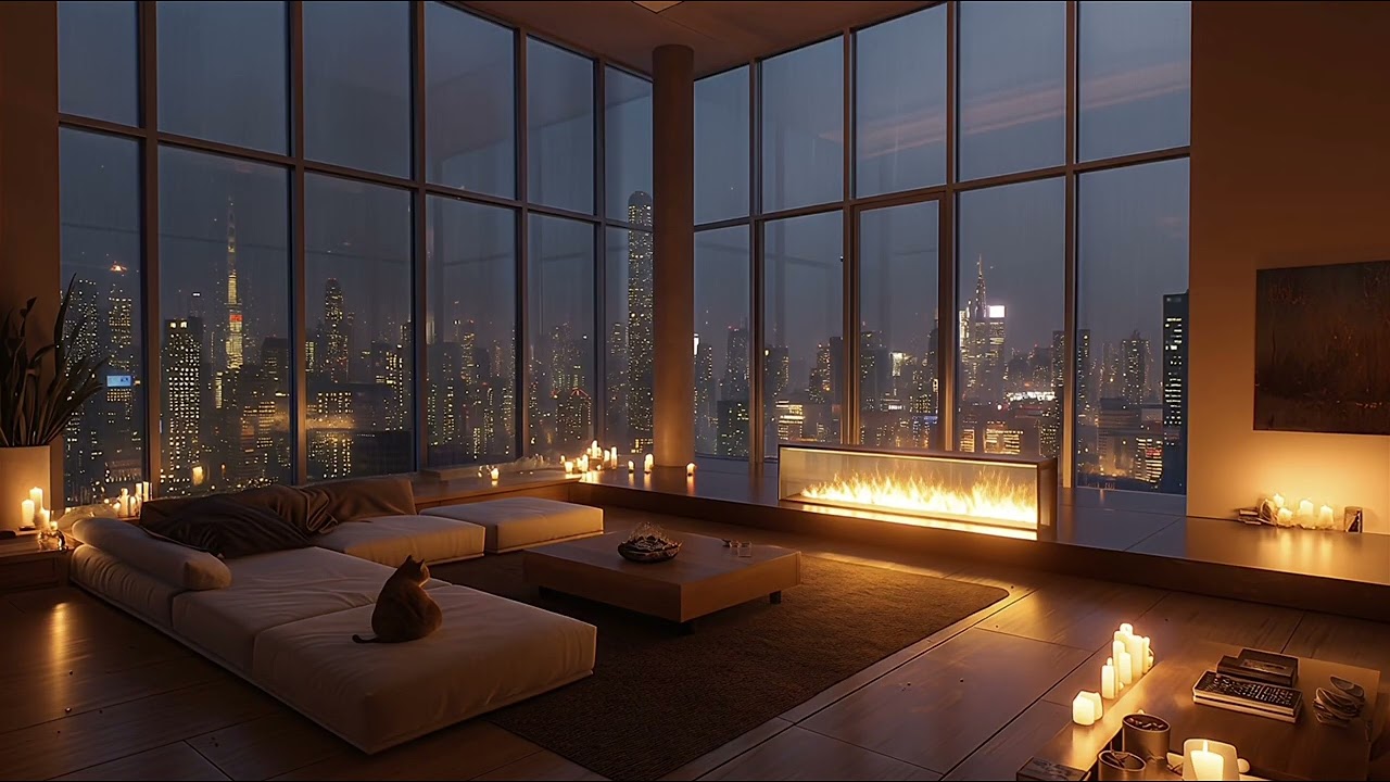 Quiet High-Rise Night | Rain on Windows | 3 Hours