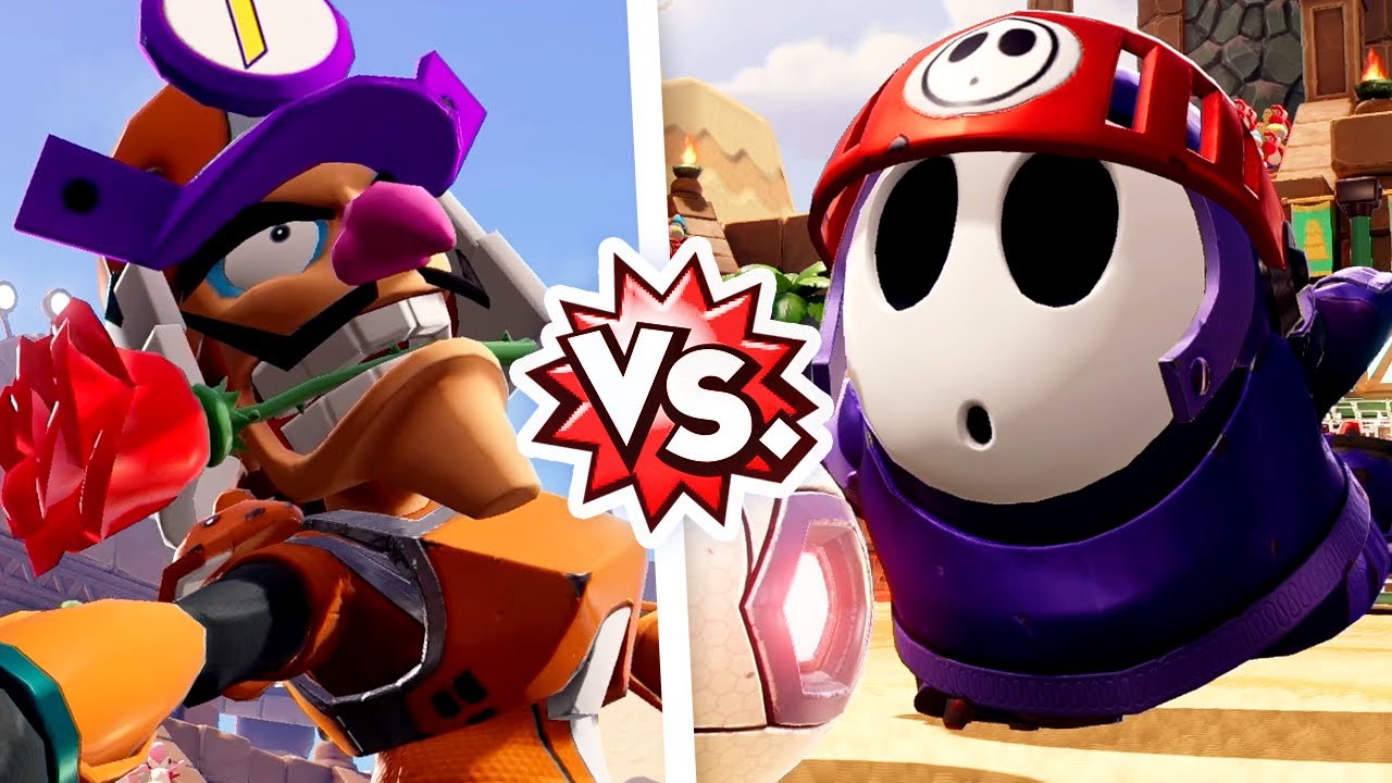 Mario Strikers Battle League - Bushido Waluigi Vs Knight Shy Guy (Purple)