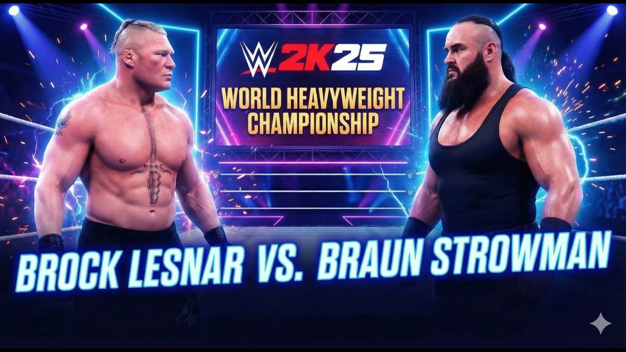 Two MONSTERS Collide | Brock Lesner vs Braun Strowman – World Title | WWE 2K25