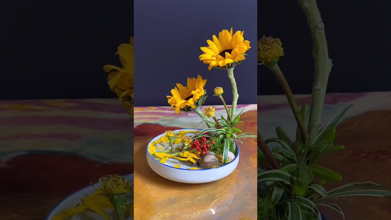 Sunflowers #flowers #flowermaking #flowerarrangementideas #ikebana
