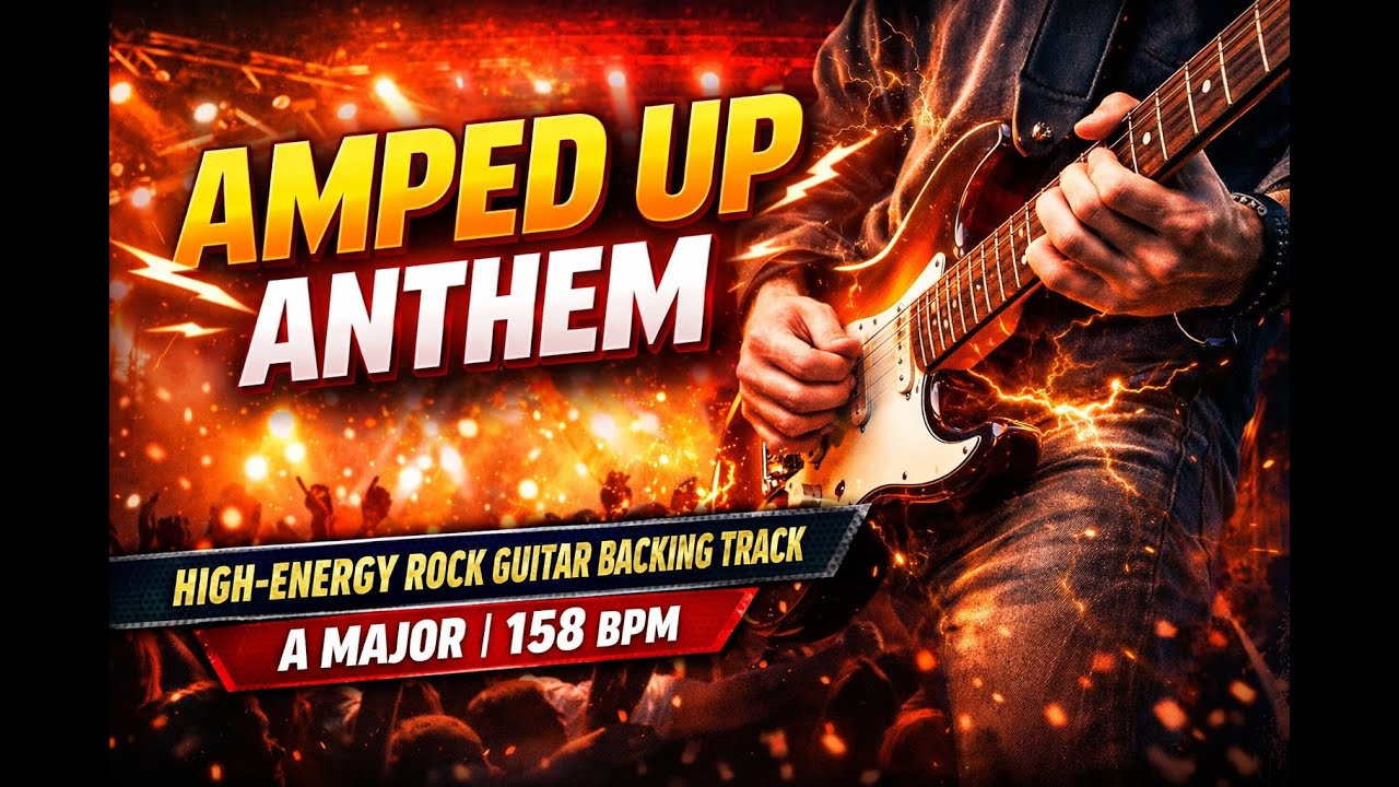 Amped Up Anthem – High Energy Rock Guitar Backing Track in A Major 158 BPM