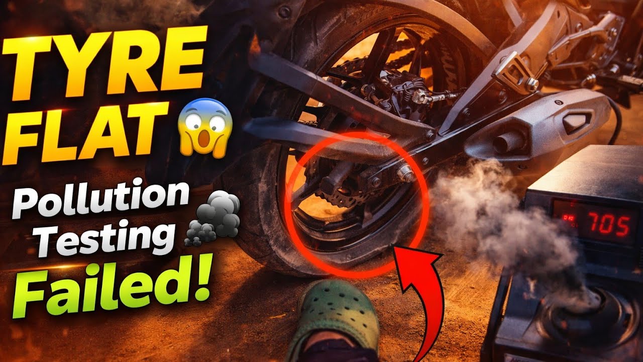 Subha Subha Tyre Flat 😱 | Pollution Testing Bhi Fail Ho Gaya #tyreflat #bikeproblem #pollutiontest 