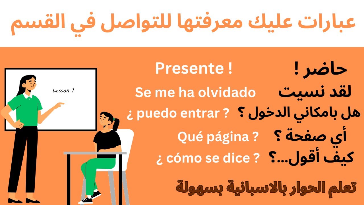 عبارات اسبانية أساسية للتحدث مع الأستاذ أثناء الدراسة | ممارسة التحدث باللغة الاسبانية في القسم