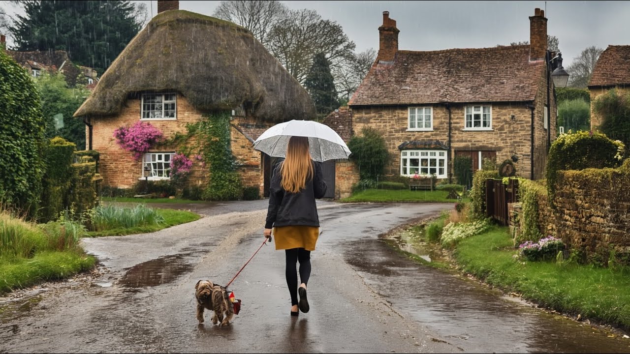 Heavy Spring Rain in the Cotswolds 🌧️ | England&rsquo;s Most Beautiful Countryside 4K (Natural Sounds)
