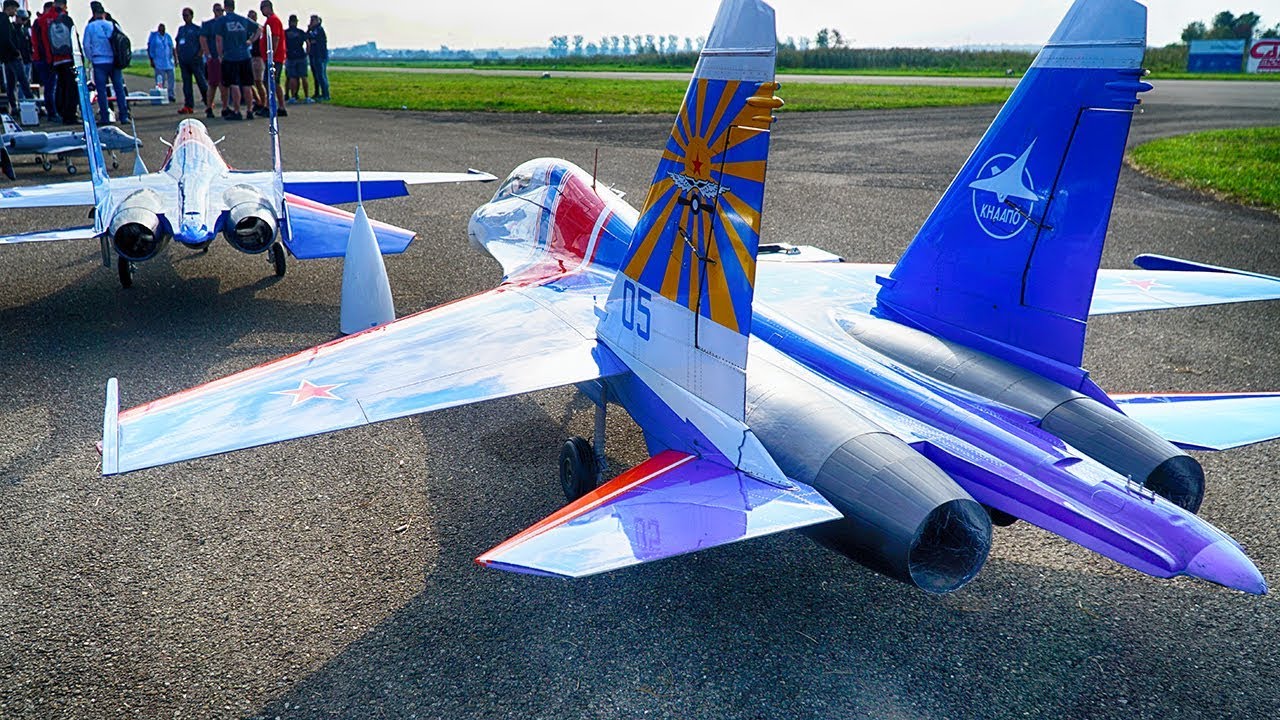 2X SUKHOI SU-27 UB RUSSIAN KNIGHTS FLANKER RC TURBINE JET | JET POWER 2018