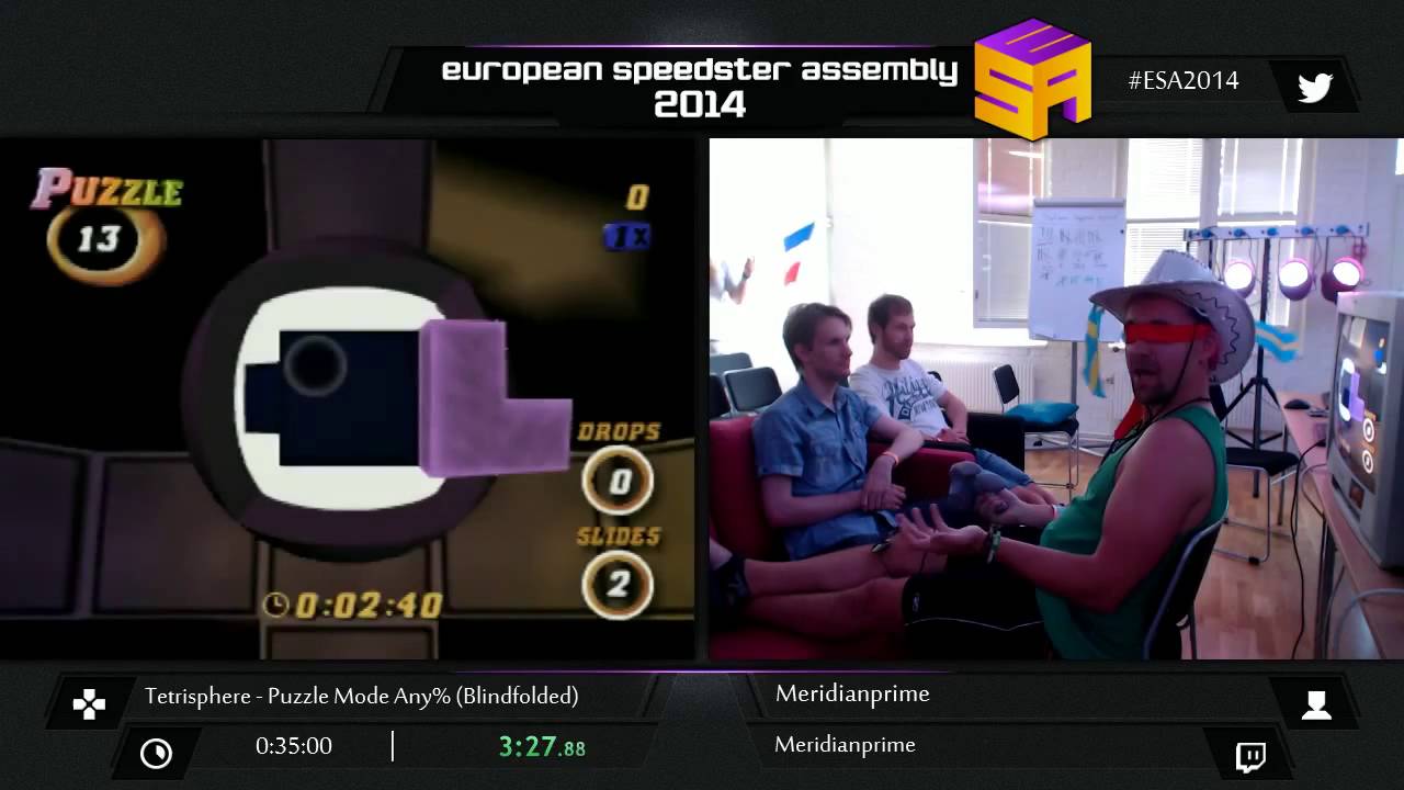 #ESA2014 BLUE Tetrisphere by Meridianprime Blindfolded - European Speedrunner Assembly