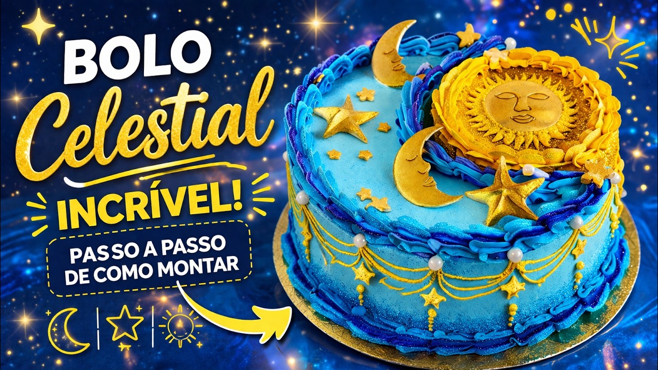 Bolo tema celestial 🌙🎂✨ | decora&ccedil;&atilde;o diferenciada