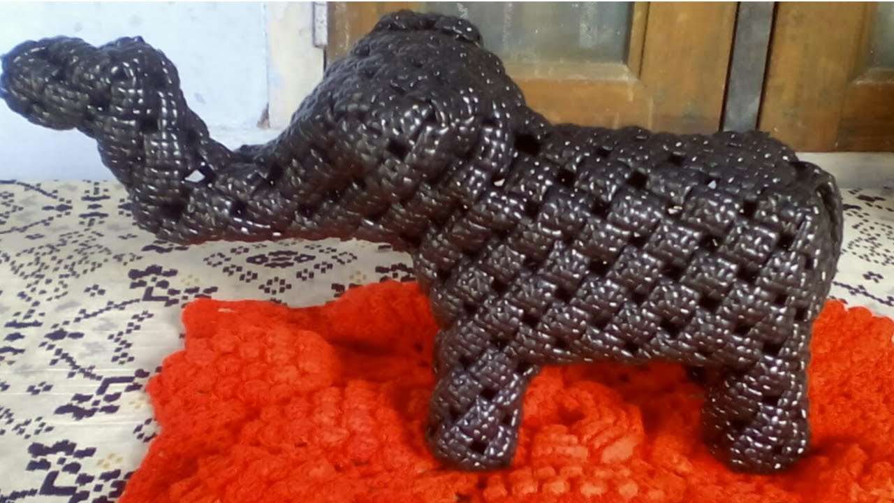 Plastic Wire Biscuit knot  Elephant Clear Tutorial (4/4) in Tamil/ கூடை வயரில் யானை செய்தல்