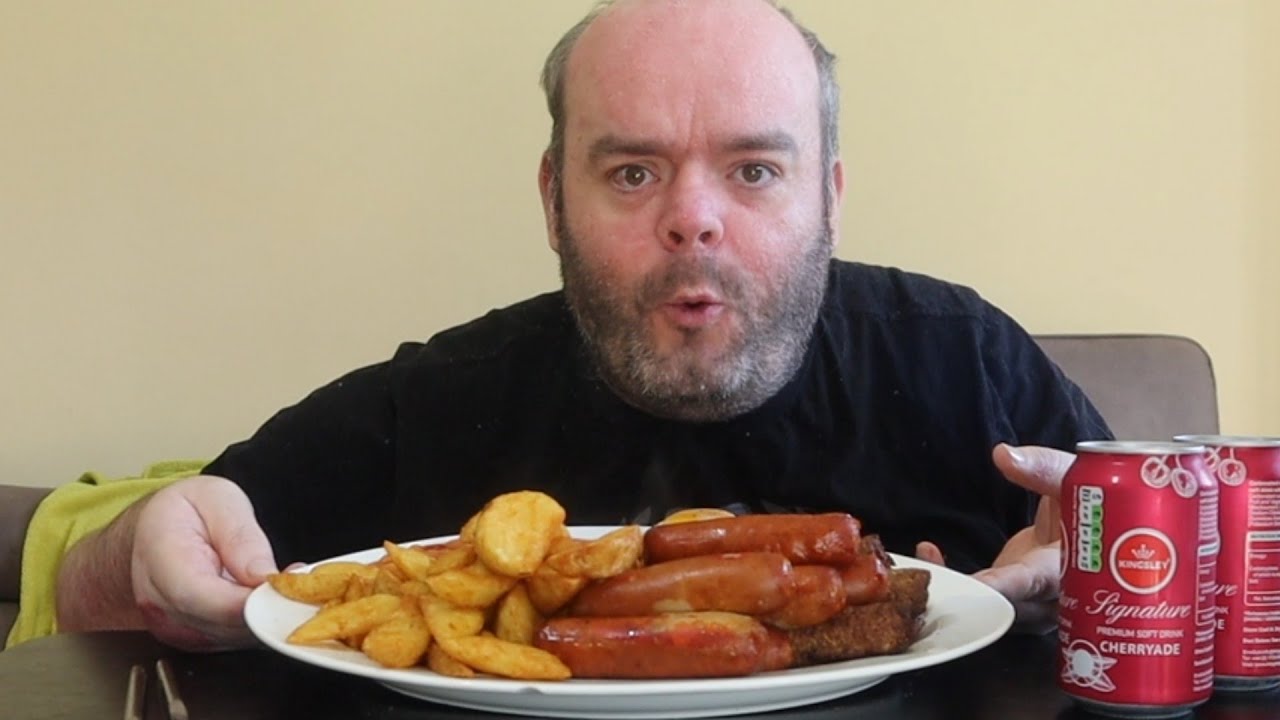 kebab burger sausage potato wedges egg and beans uk mukbang