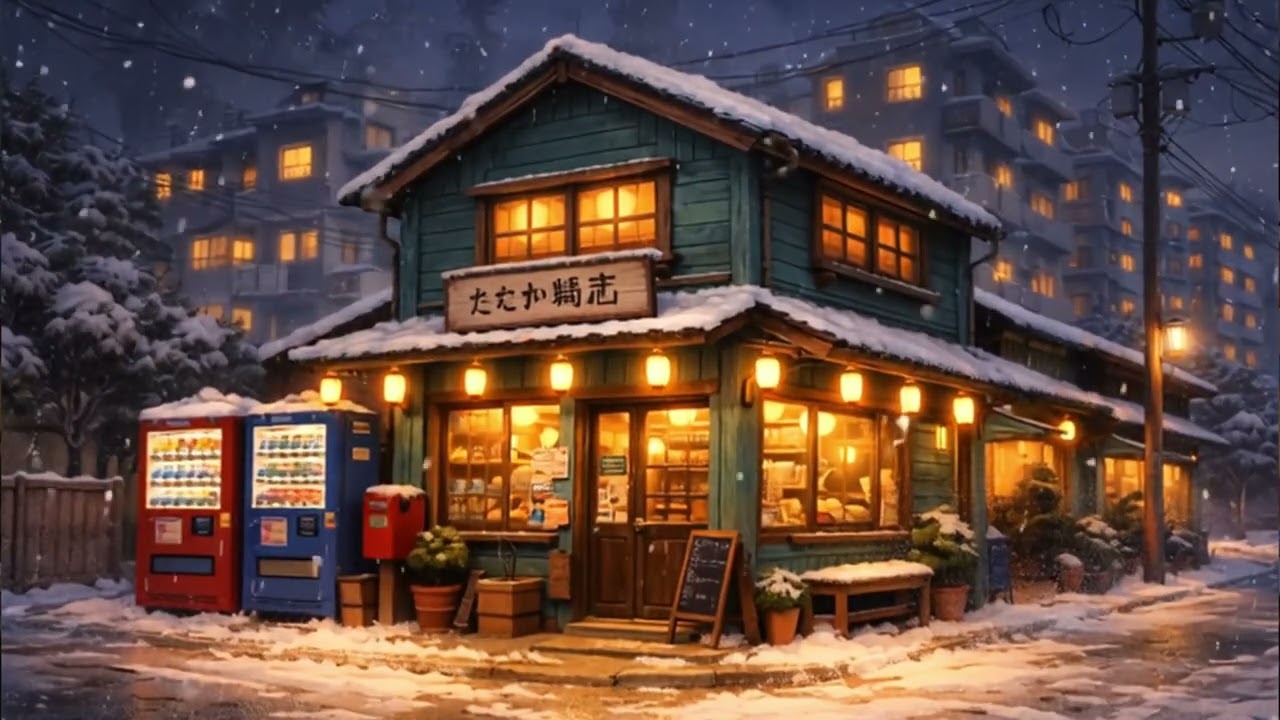 Cozy Winter Lofi ❄️ Japanese Coffee Shop Night Vibes