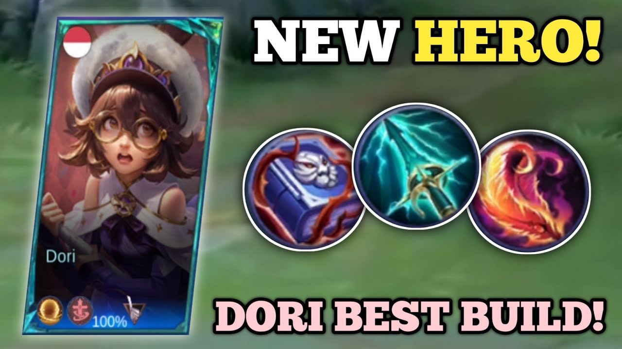 NEW HERO DORI BEST BUILD AND EMBLEM! (advanced server!💀) DORI GAMEPLAY -MLBB