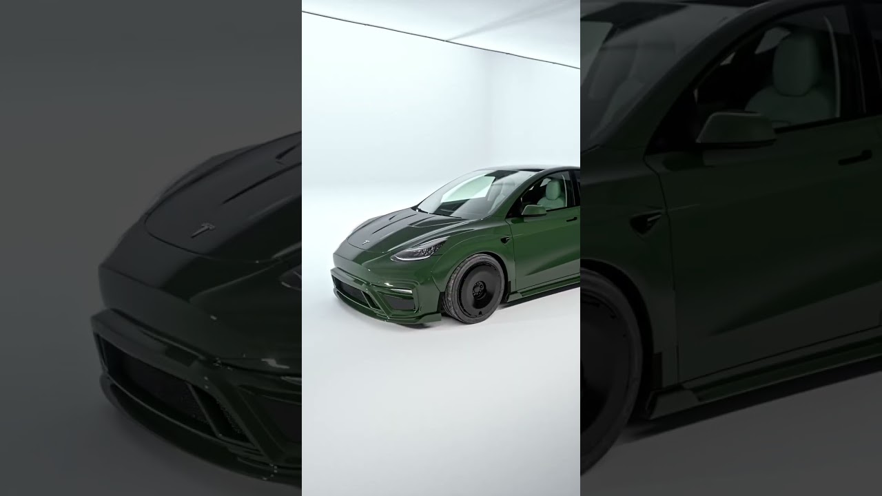 INSANE Tesla Model Y with IMPII Body Kit in BRG Carpaint!