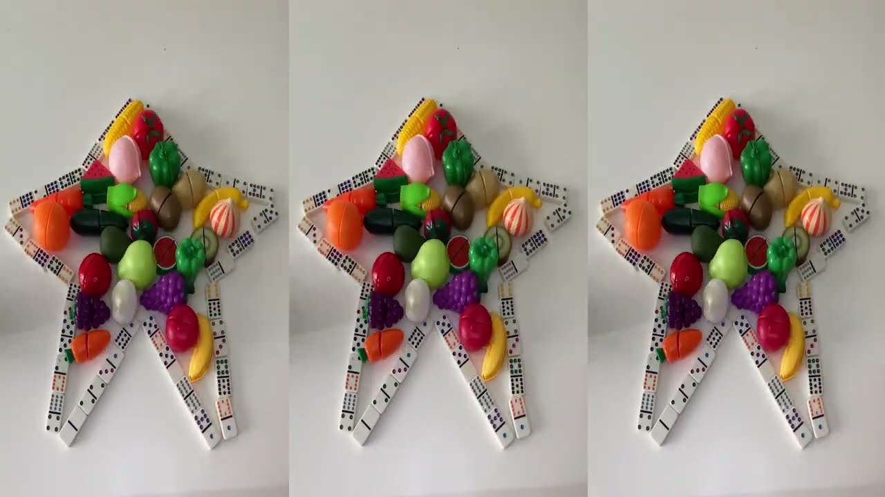 Oddly Satisfying Toy Fruit Domino Shapes Compilation 🍉 Triangle, Star & More | ASMR Creation Lab