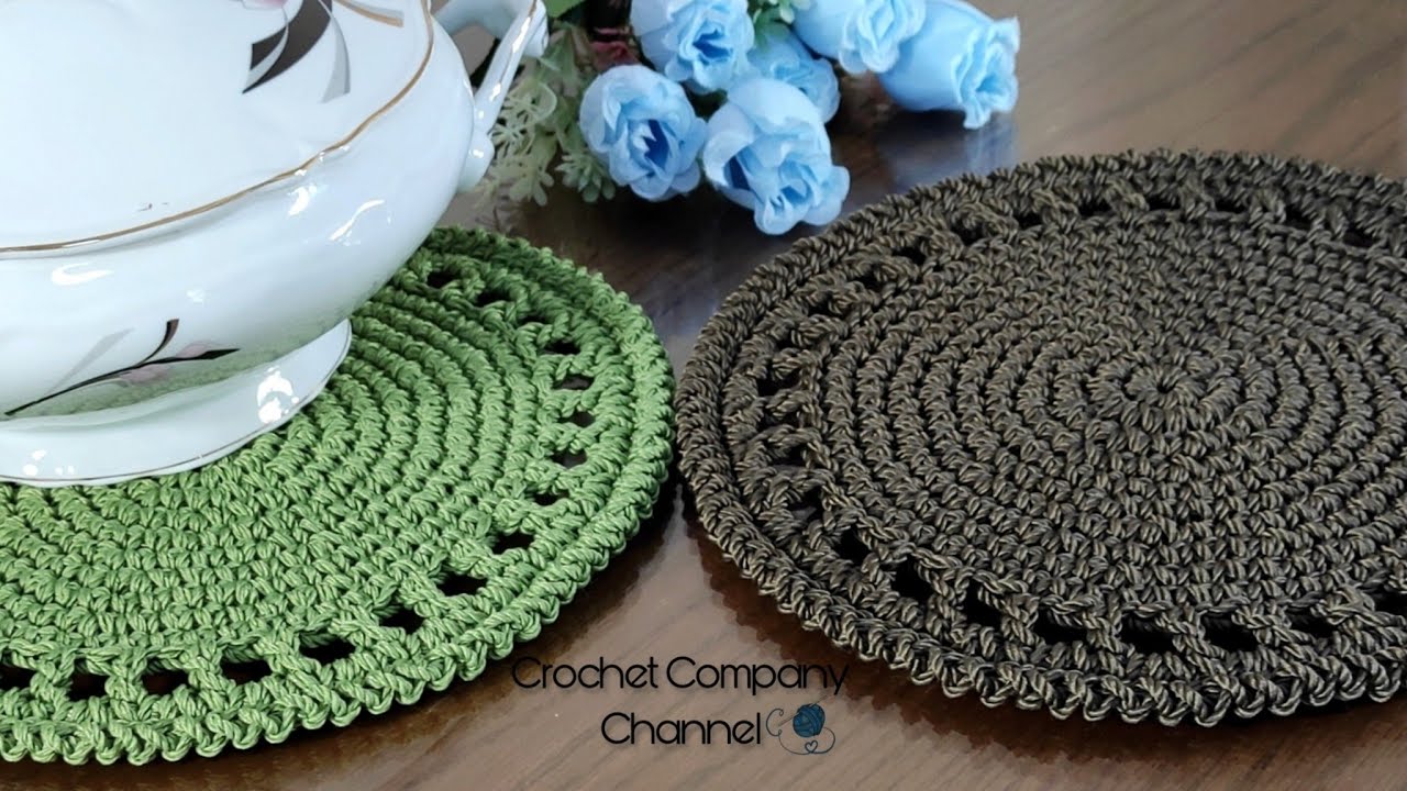كروشيه كوستر اطباق دائرى / قاعده اطباق _ How to Crochet Circle coaster