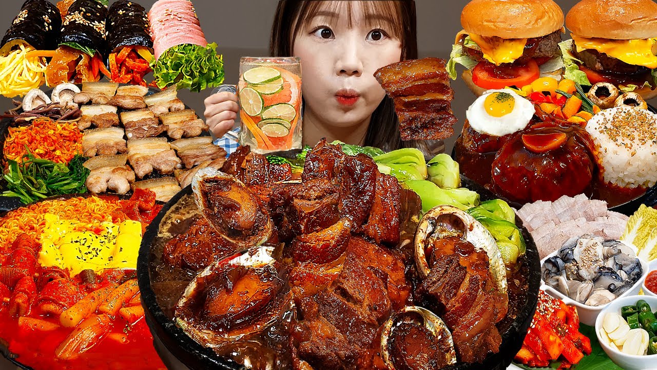 Sub)Cooking Mukbang- Корейская еда для голодных 😋 Острый рамен, Ттокпокки, Стейк, Паста 🔥