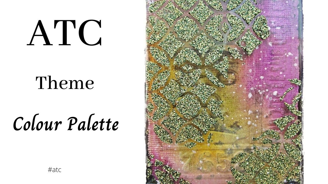 ATC theme Colour Palette using purple, green and yellow. Working on a piece of acetat. ATC no 2/2