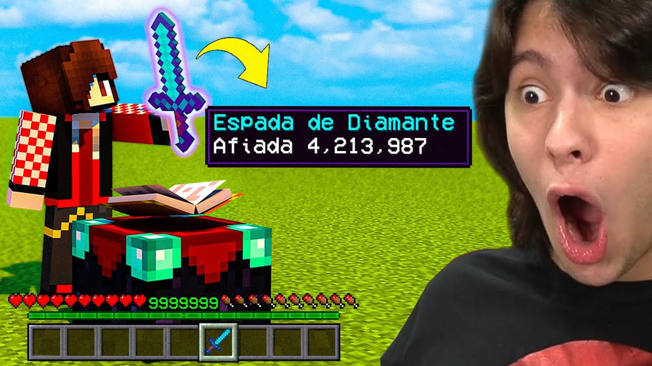 JOGANDO MINECRAFT COM ENCANTAMENTOS ABSURDOS!! (OP)