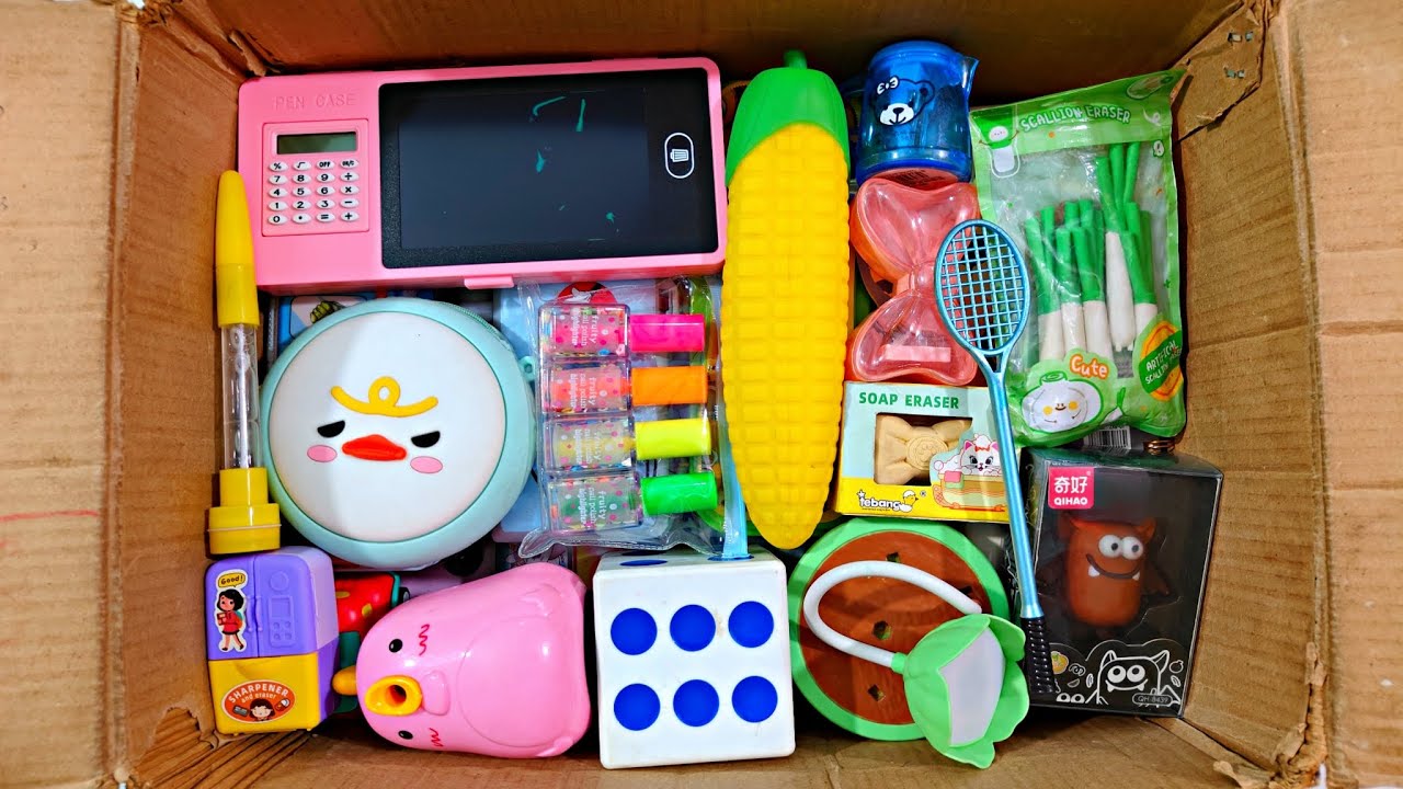 Unboxing Satisfying Stationery📚, Pencil Box, Pouch, Eraser, Pen Holder, Table Lamp, Highlighter, Pen