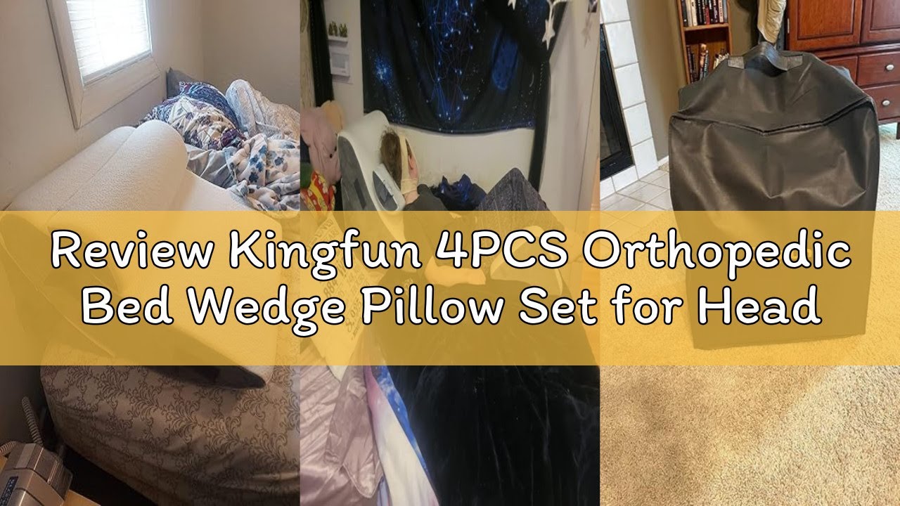 Review Kingfun 4PCS Orthopedic Bed Wedge Pillow Set for Headboard, Post Surgery Memory Foam Support